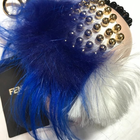 FENDI Karlito - Made in Italy - Karl Lagerfeld Studded Key Holder Bag Charm New! - Picture 8 of 16